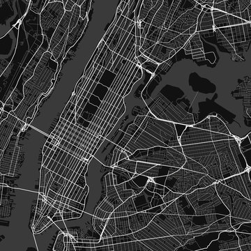Vector city map of New York in black and white