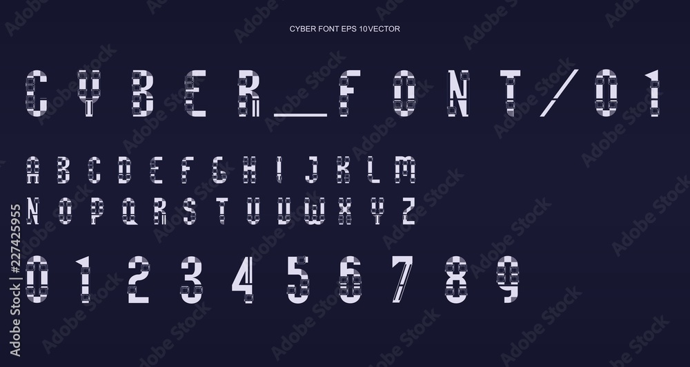 Poster futuristic font design. letters and numbers for web and app. techno font alphabet. digital hi-tech s
