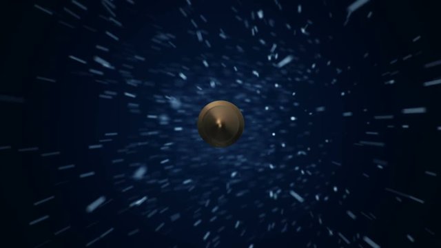Animation flying of bullet with lines around as symbol of speed. Animation of seamless loop.