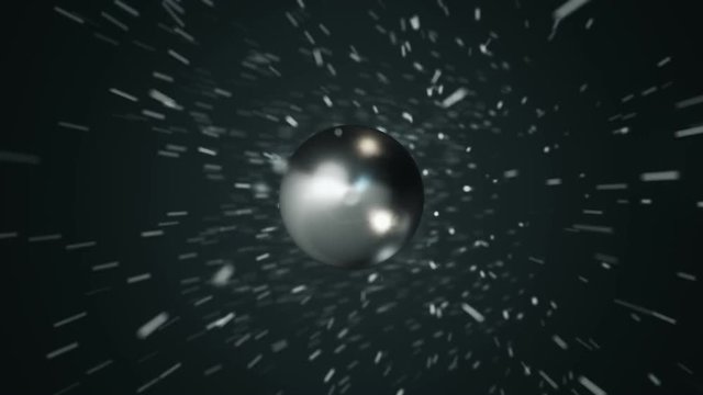 Animation flying of bullet with lines around as symbol of speed. Animation of seamless loop.