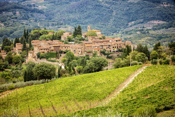 Fototapeta na wymiar Small town Montefioralle in Tuscany, Italy