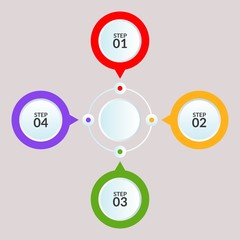 Infographic template of circle connection for use in workflow diagram poster