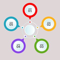 Infographic template of circle connection for use in workflow diagram poster