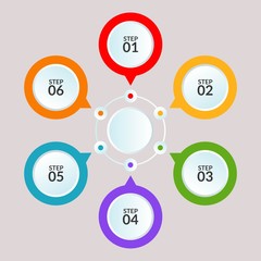 Infographic template of circle connection for use in workflow diagram poster