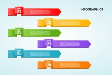 Infographic template of step or workflow diagram 6 steps