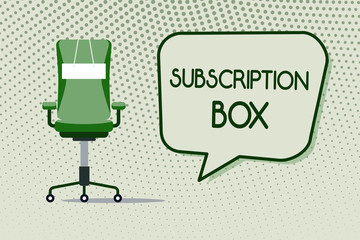 Conceptual hand writing showing Subscription Box. Business photo showcasing button if you clicked on will get news or videos about site.