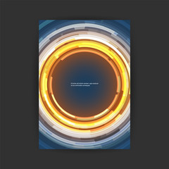 Abstract Colorful Modern Style Patterned Futuristic Technology Cover Design with Round Concentric Geometric Shapes - Applicable for Banners, Placards, Posters, Flyers - Creative EPS10 Vector Template