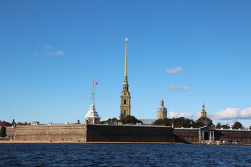 Peter and Paul's fortress , view from Neva river . Saints Petersburg .Russia