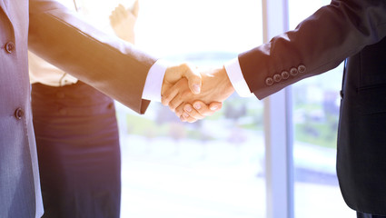 Business people shaking hands as a sign of agreement. Success concept
