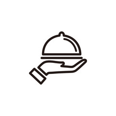 Hand holding food tray icon symbol