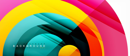 Fototapeta premium Glossy colorful circles abstract background, modern geometric design