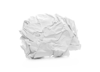 Obraz premium White crumpled paper ball isolated on white background