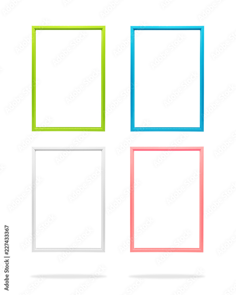 Aufkleber blank colorful photo frame template set on isolated background with clipping path. simple plastic bo