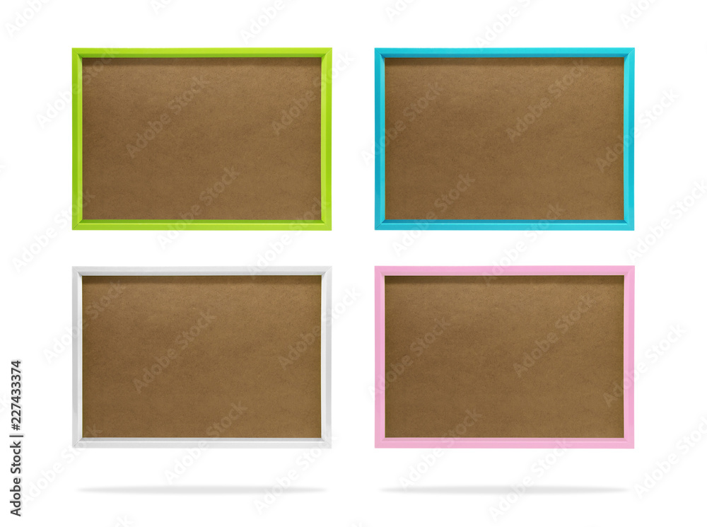 Poster Blank colorful photo frame template set on isolated background with clipping path. Simple plastic border for your design.