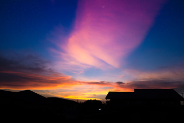 Colorful sky with clouds at sunset,Sky twilight,Background Wallpaper 