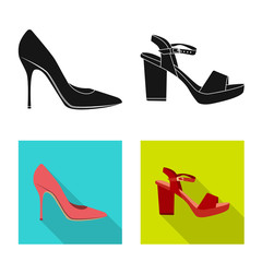 Isolated object of footwear and woman sign. Set of footwear and foot stock vector illustration.