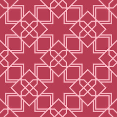 Geometric ornament. Red and pale pink seamless pattern