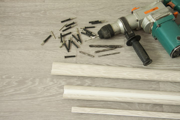 Interior repair. Preparation for installation of floor skirting boards