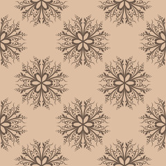 Brown and beige floral seamless pattern