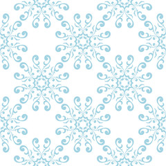Blue floral seamless pattern on white background