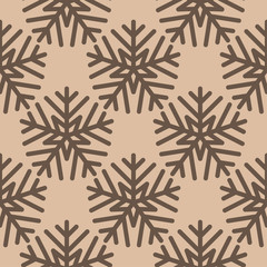 Snowflakes. Seamless pattern. Brown beige winter ornament