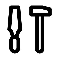 Sculpting Chisel Hammer Tools Work Modelling vector icon