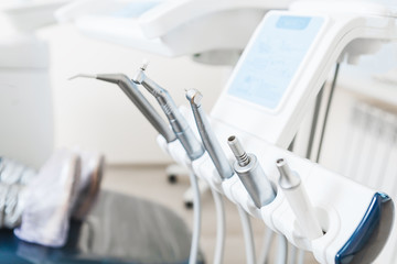 Different dental instruments and tools in a dentists office