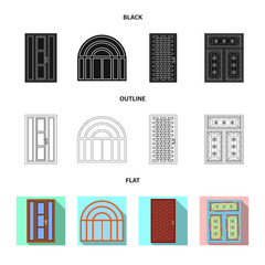 Vector design of door and front sign. Collection of door and wooden stock vector illustration.