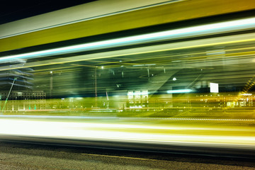 Berlin Train Public Transport fast light time exposure reflexion art moving