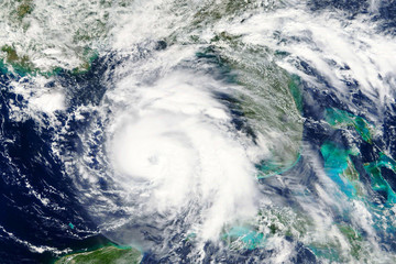 Hurricane Michael heading towards Florida in October 2018 - Elements of this image furnished by NASA  - 227437942