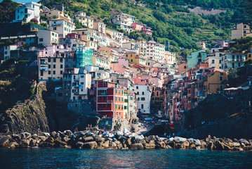 Scenic view of colorful village Riomaggiore.