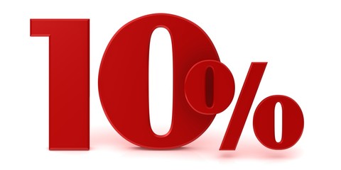 10 % percent sign percentage icon 3d red sale off