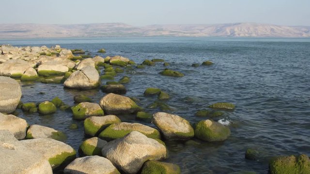 View of  The Sea of Galilee lake Kinneret  or Lake Tiberias is a big freshwater lowest lake from  underground springs, in northeast Israel