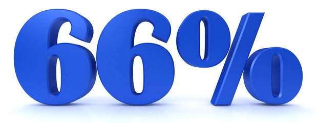 percent percentage sign price off sale 3d 66 % interest rate symbol icon finance discount price offer blue 3d rendering label