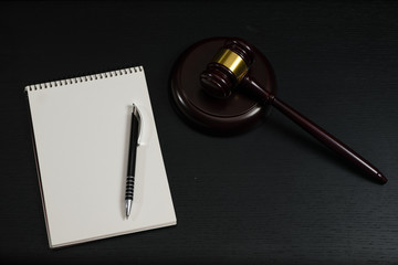 Blank open book with gavel