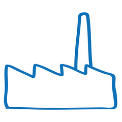 Handgezeichnete Fabrik in dunkelblau