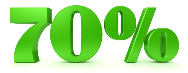 percentage percent sign 70 % green 3d render symbol icon sale offer price off