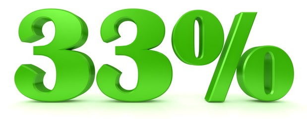 percent percentage sign 33 % off interest rate symbol icon finance sale discount price offer orange 3d rendering label