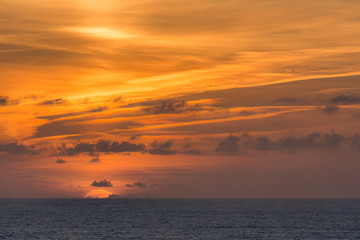 Naklejka na ściany i meble Sunset over the North Cornwall Coastline
