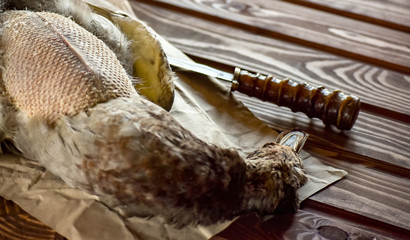 Killed duck before cooking.