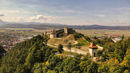 Fototapeta na wymiar Aerial view of Rasnov Fortress. Brasov, Transylvania, Romania
