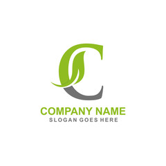 Obraz premium Letter C leaf initial logo template