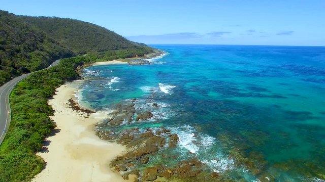 Aerial view of Great Ocean Road along the sea - Australia