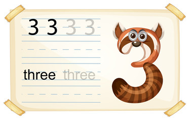 Animal cartoon number three worksheet
