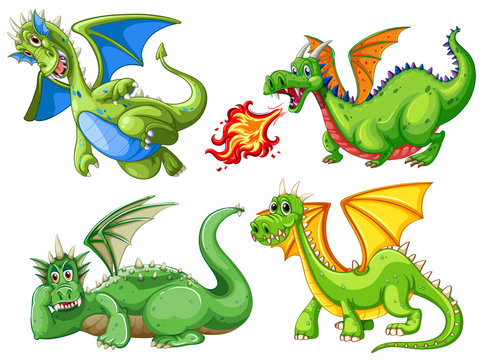 Set of green dragon