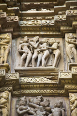 KANDARIYA MAHADEV TEMPLE, South Wall - Upper Panel - Mithuna Couple, Western Group, Khajuraho, Madhya Pradesh, UNESCO World Heritage Site