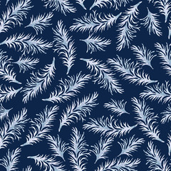 Seamless pattern with frozen branches. Watercolor hand drawn