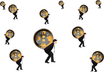 uomini trasportano bitcoin valuta