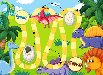 Obraz na płótnie Canvas Dinosaur path board game
