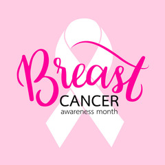 Breast Cancer Awareness Month Campaign. Icon design with ribbon symbol. Vector illustration.